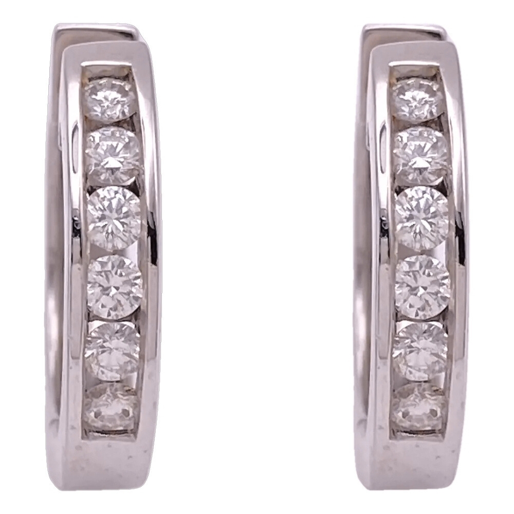 0.36ctw Diamond Hoop Earrings 14K White Gold