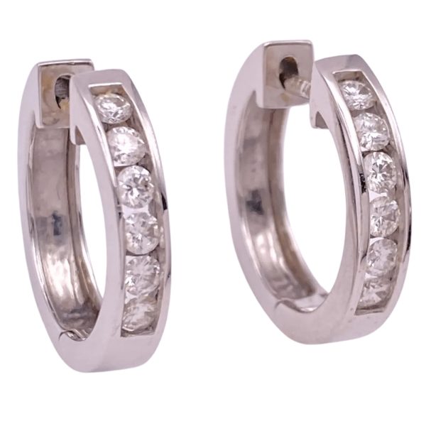 0.36ctw Diamond Hoop Earrings 14K White Gold side