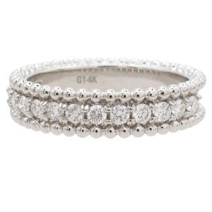 0.39ctw Diamond Beaded Edge Band Ring 14K Gold