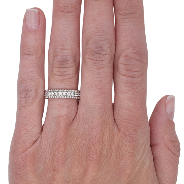 0.39ctw Diamond Beaded Edge Band Ring 14K Gold worn