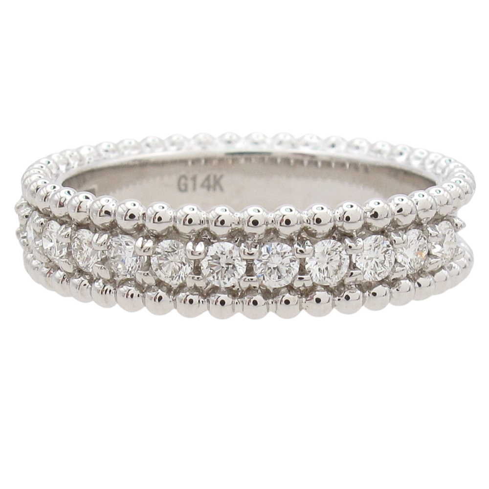 0.39ctw Diamond Beaded Edge Band Ring 14K Gold