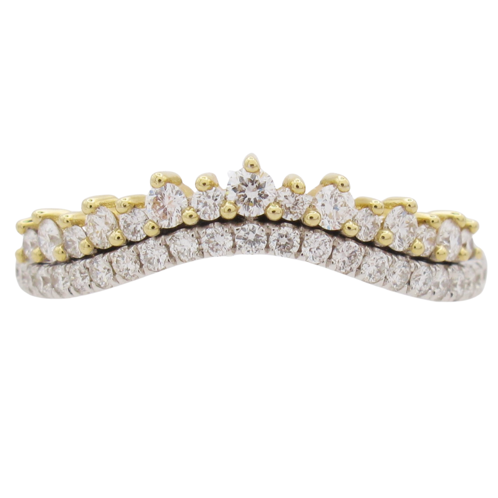 0.40ctw Diamond Double Row Contour Band Ring 14K Gold