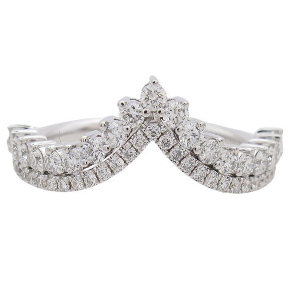 0.56ctw Diamond Double Chevron Band Ring 14K Gold