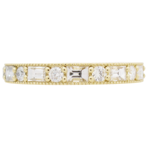 0.61ctw Baguette & Round Diamond Alternating Band Ring 14K Gold