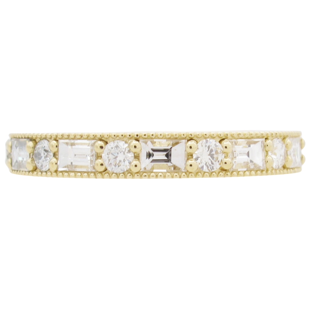0.61ctw Baguette & Round Diamond Band Ring 14K Gold