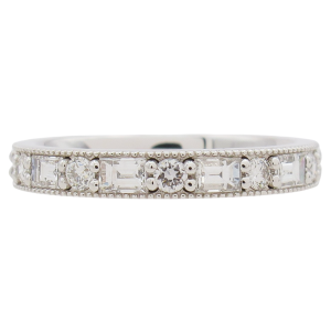 0.61ctw Baguette & Round Diamond Stack Band 14K front