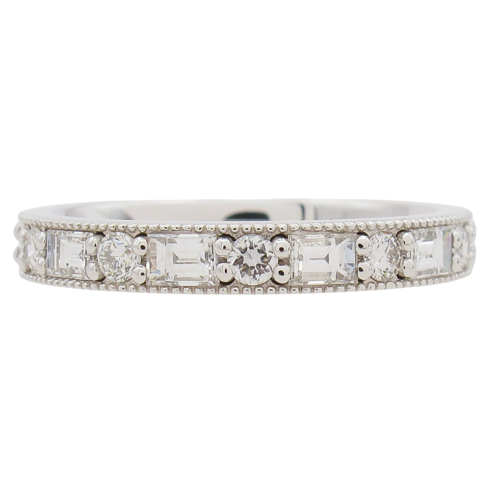 0.61ctw Baguette & Round Diamond Stack Band 14K