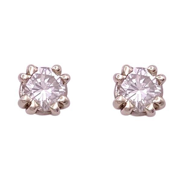 0.80ctw SI12 H Diamond Stud Earrings 14K Gold