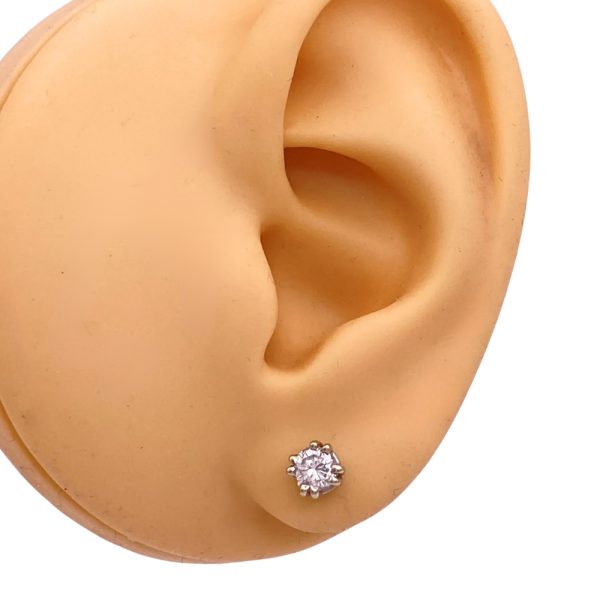 0.80ctw SI12 H Diamond Stud Earrings 14K Gold worn