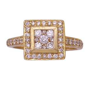 .093ctw Square Shape Diamond Cluster Halo Ring 14K (2)