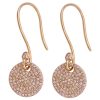1.00ctw Diamond Pave Disk Drop Earrings 14K Gold Designer