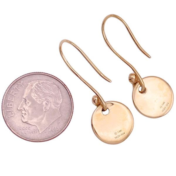 1.00ctw Diamond Pave Disk Drop Earrings 14K Gold Designer back
