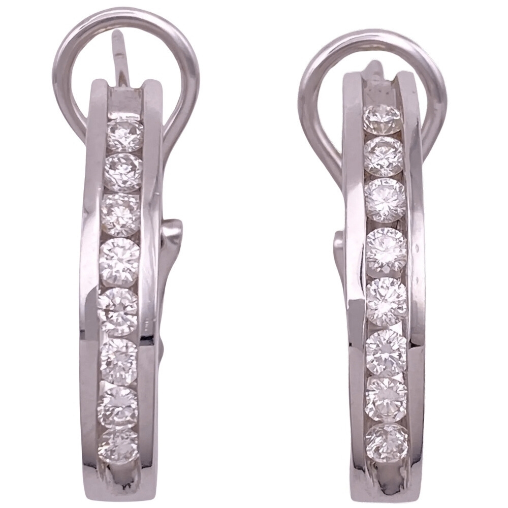 1.12ctw Diamond Hoop Earrings 14K White Gold