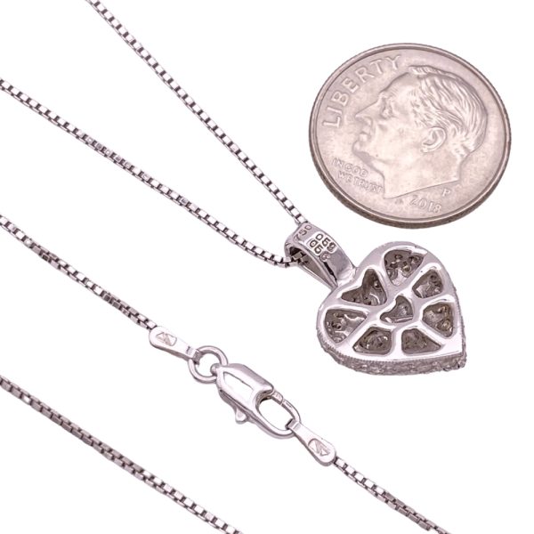 1.15ctw Fancy Cut Diamond Heart Necklace 14K & 18K Gold back and size
