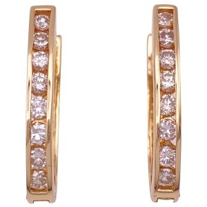 1.17ctw Diamond Hoop Earrings 14K Yellow Gold Top Light Brown Champagne