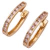 1.17ctw Diamond Hoop Earrings 14K Yellow Gold Top Light Brown Champagne side