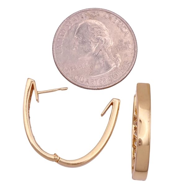 1.17ctw Diamond Hoop Earrings 14K Yellow Gold Top Light Brown Champagne size