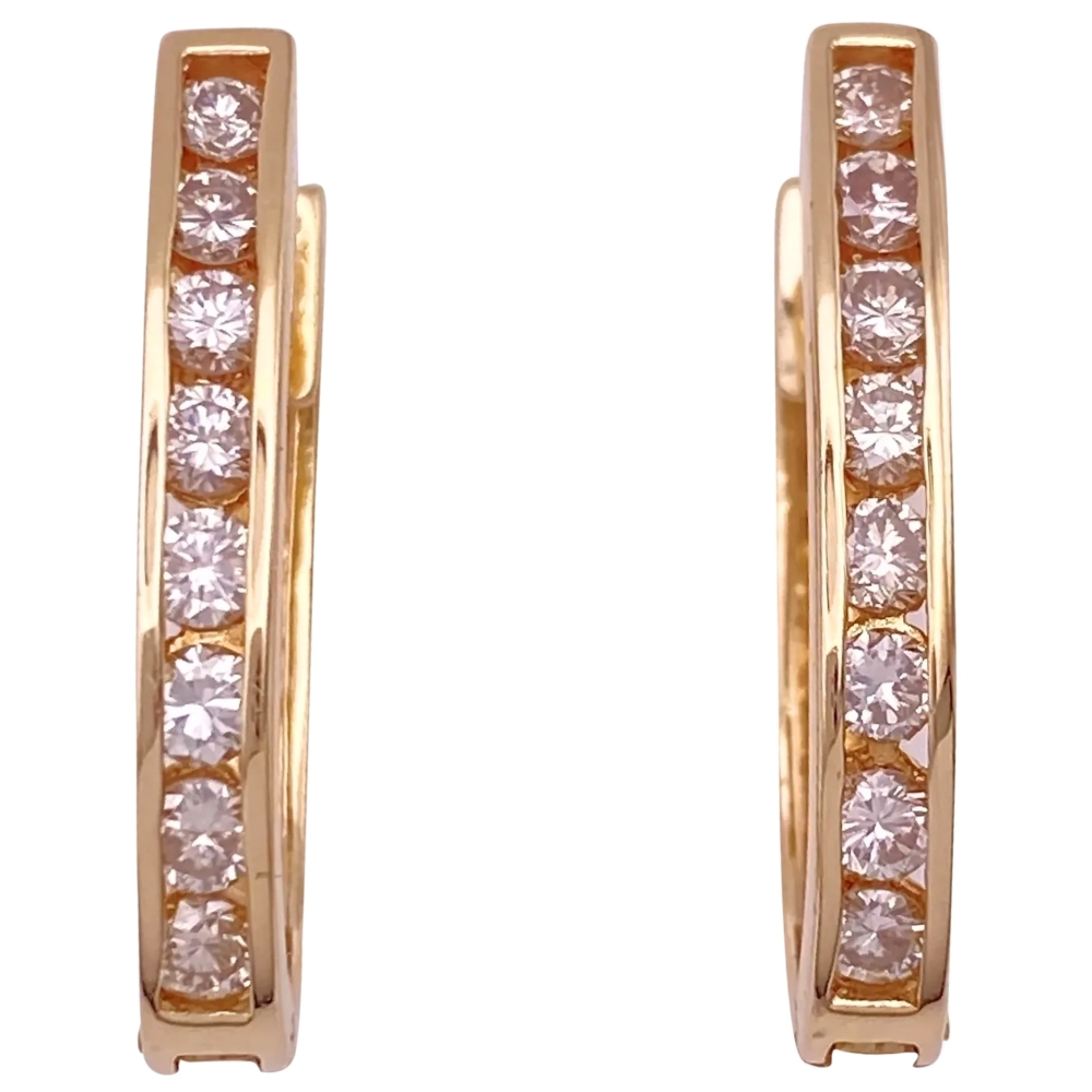 1.17ctw Diamond Hoop Earrings 14K Yellow Gold
