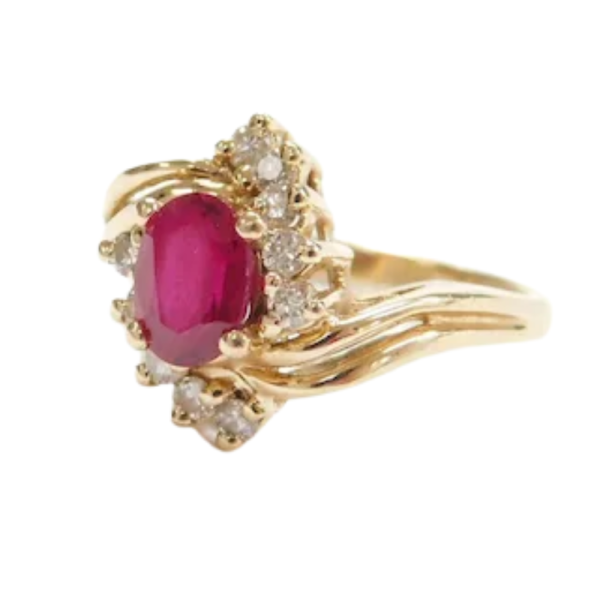 1.36ctw Oval Ruby Asymmetrical Ring 14K (1)