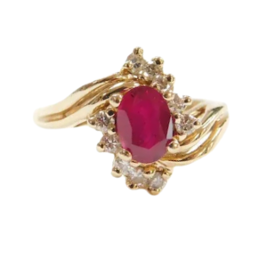 1.36ctw Oval Ruby Asymmetrical Ring 14K (2)
