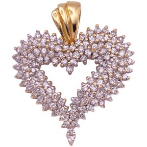 1.50ctw Diamond Heart Pendant 14K Two-Tone Gold