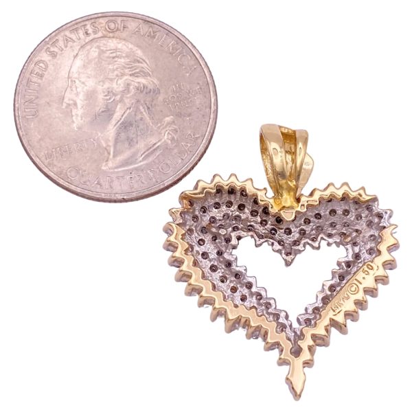 1.50ctw Diamond Heart Pendant 14K Two-Tone Gold back and size