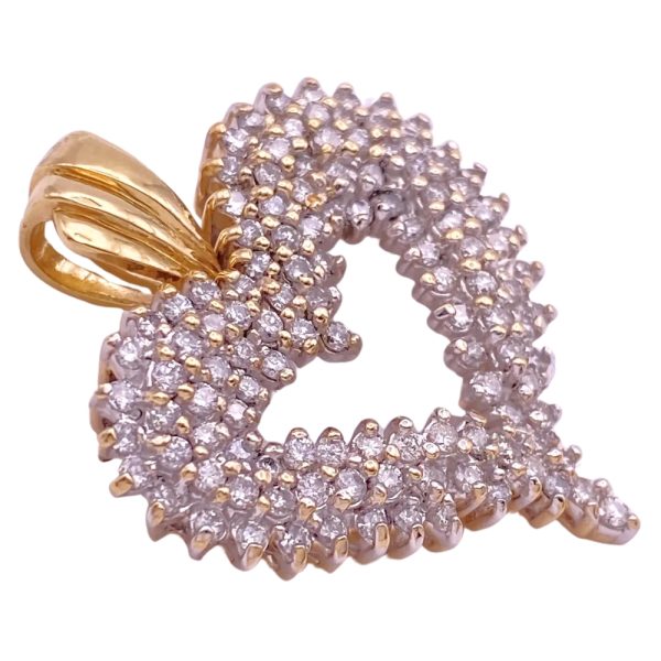 1.50ctw Diamond Heart Pendant 14K Two-Tone Gold side