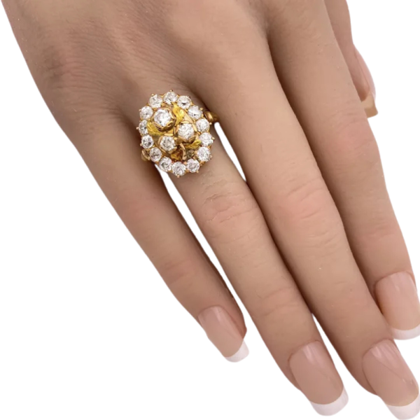 1.59ctw Victorian Diamond Floral Ring 14K (2)