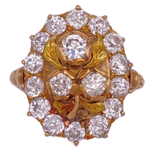 1.59ctw Victorian Diamond Floral Ring 14K (2)