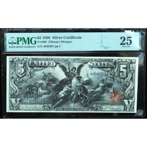 1896 $5 Educational Silver Certificate PMG 25 Very Fine