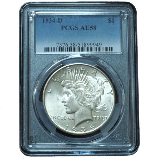1934-D Peace Dollar AU58 PCGS