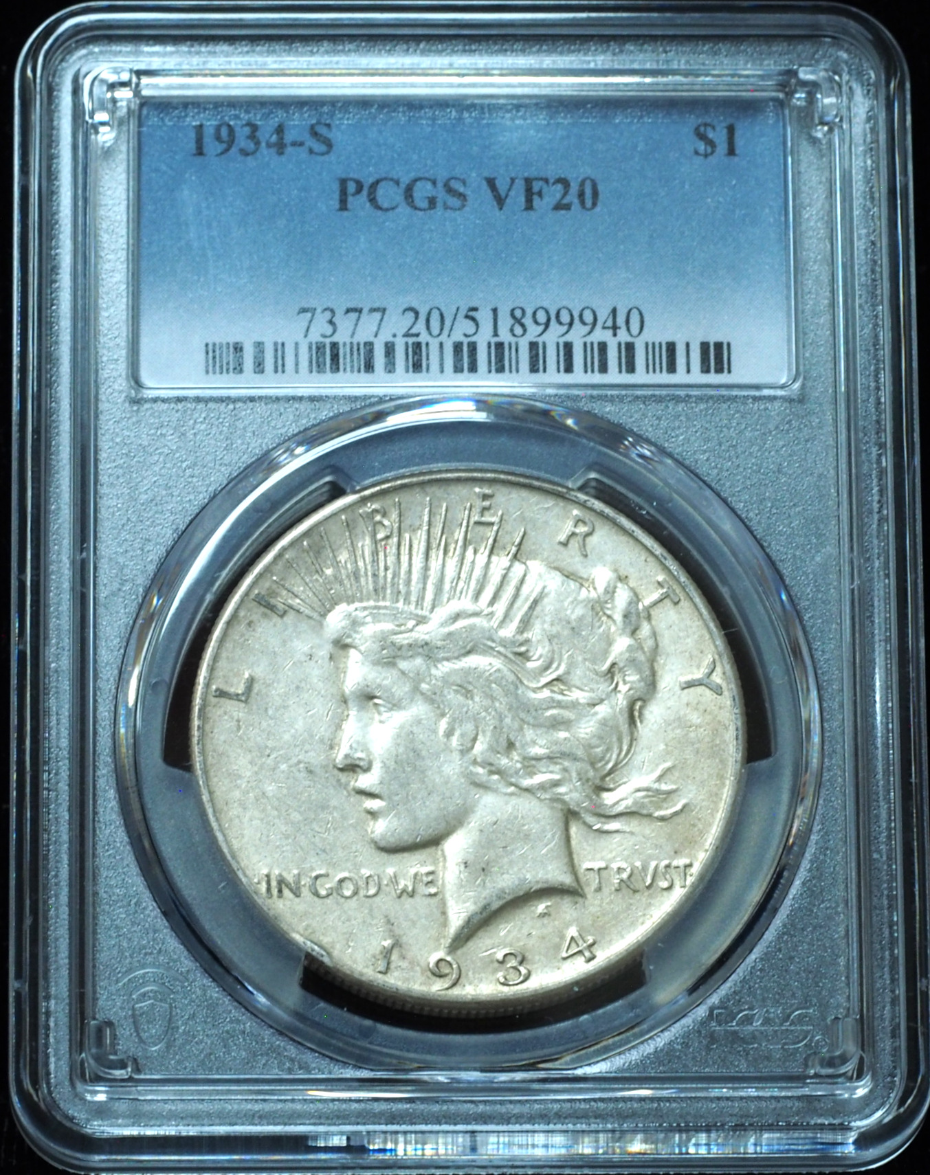 1934-S Peace Dollar VF20 PCGS