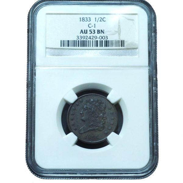 1833 Classic Head Half Cent AU53 NGC