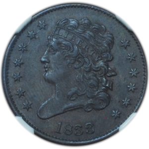 1833 Classic Head Half Cent AU53 NGC