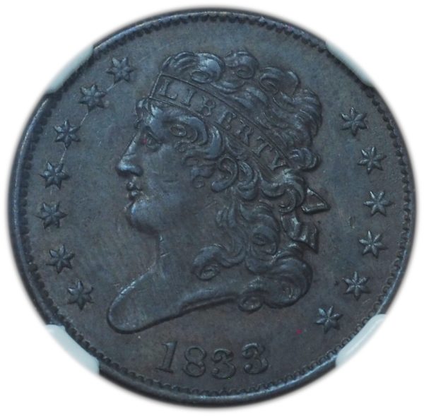 1833 Classic Head Half Cent AU53 NGC