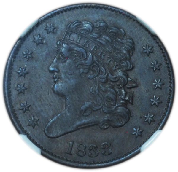 1833 Classic Head Half Cent AU53 NGC