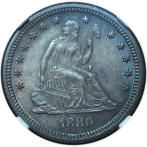 1880 Seated Liberty Quarter MS65 NGC & CAC