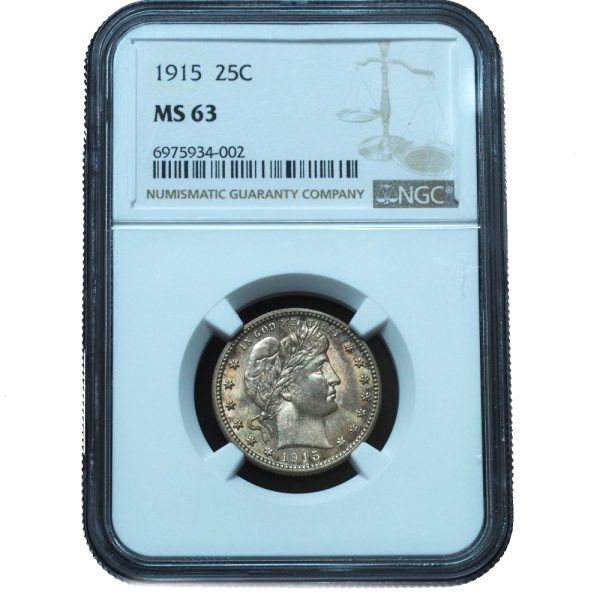 1915 Barber Quarter MS63 NGC