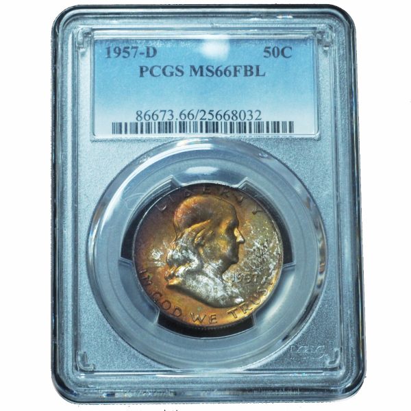 1957-D Franklin Half Dollar MS66 FBL PCGS Incredible Toning