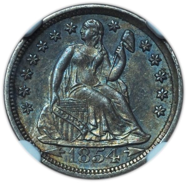 1854-O Seated Liberty Dime Arrows AU58 NGC