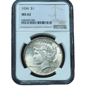 1934 Peace Dollar MS62 NGC