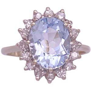 2.71ctw Aquamarine & Diamond Halo Ring 14K Gold