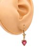 2.96ctw Trillion Pink Tourmaline Dangle Earrings 14K Gold worn