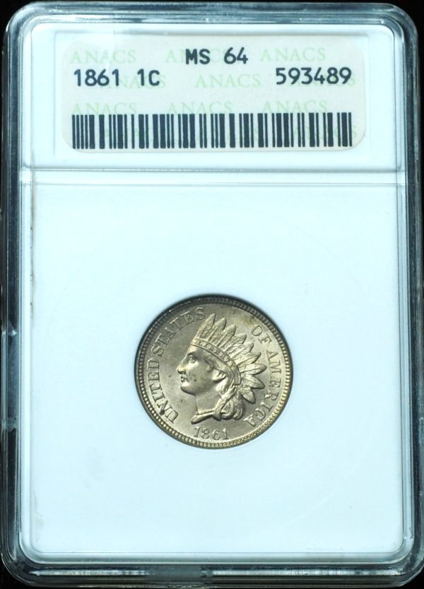 1861 Indian Head Penny MS64 ANACS Old Soapbox