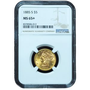 1885-S $5 Gold Liberty Half Eagle MS65+ NGC