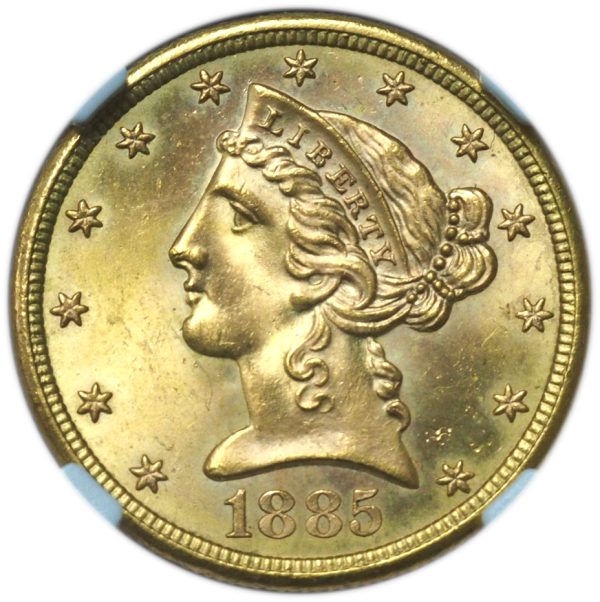 1885-S $5 Gold Liberty Half Eagle MS65+ NGC