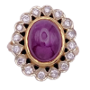 3.62ctw Cabochon Natural Ruby with Halo Ring 14K