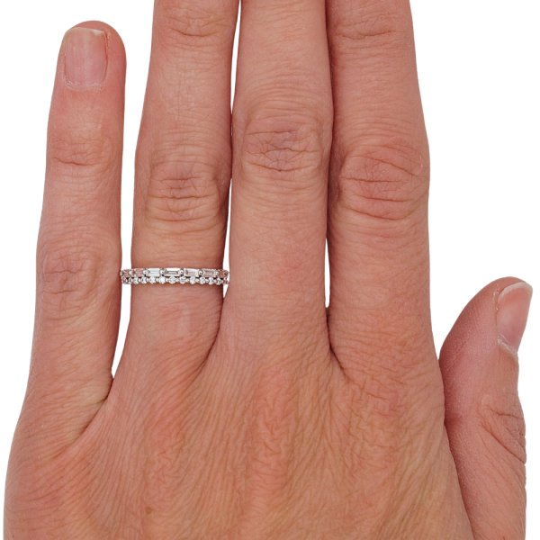 .32ctw Round & Baguette Diamond 2 Row Stack Band 14K (1)
