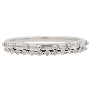 .32ctw Round & Baguette Diamond 2 Row Stack Band 14K (3)