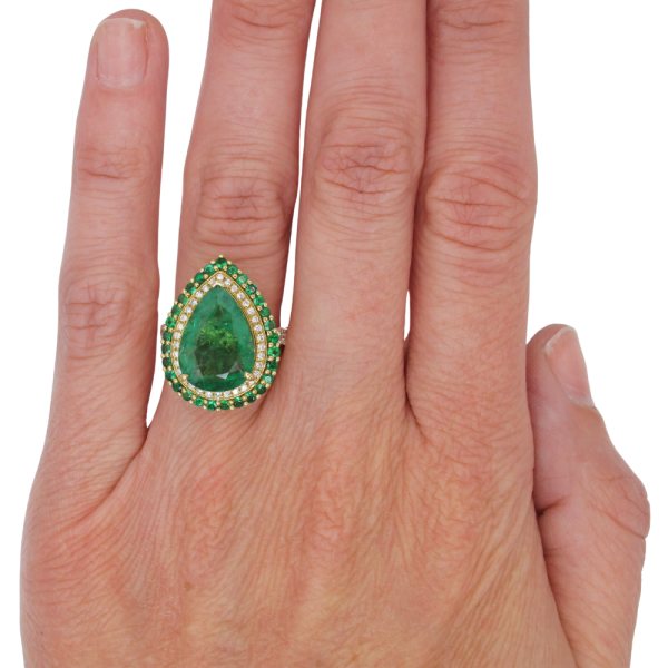 4.77ct Natural Emerald with Double Halo Ring 14K (3)